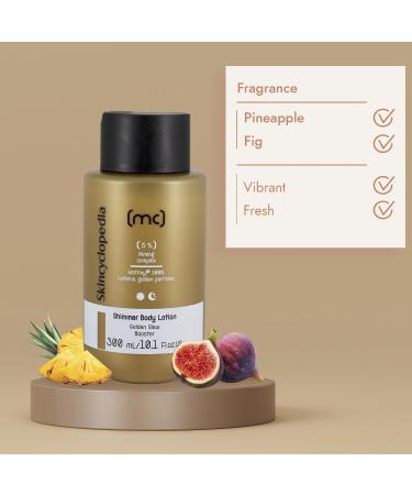 Skincyclopedia Shimmer Firming Body Lotion with 5% Matrixyl Caffeine and Squalane - Cellulite Cream and Body Moisturiser for Women with Delicate Golden Dust - Instantly Smooth and Glowing Skin 300ml - Buy Online on GoSupps.com