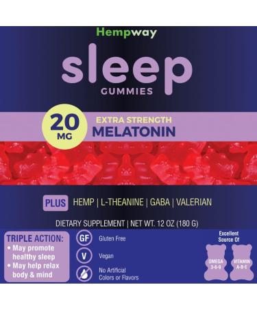 Melatonin 20mg | May Help Falling Asleep Faster & Staying Asleep Longer | with Hemp GABA Valerian Lemon Balm Melatonin | Sugar-Free Vegan 60 Gummies - Buy Online on GoSupps.com
