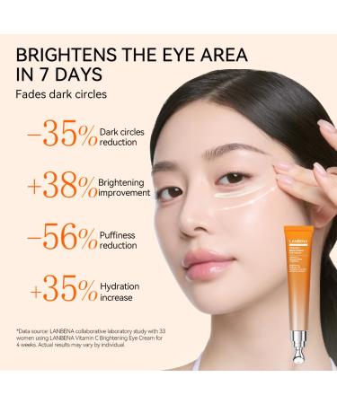 LANBENA Vitamin C Brightening Eye Cream 15ml for Women or Men Reduces Dark Circles Puffiness & Fine Lines Brightening & Anti-Aging Under Eye Treatment 0.5 Oz - Buy Online on GoSupps.com