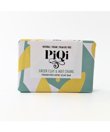 PiQi Kefir Soap Bar Green Clay and May Chang - Deep Cleansing Exfoliating Rich in Lactic Acid Nourishing Vegan (Natural Palm-Oil Free)