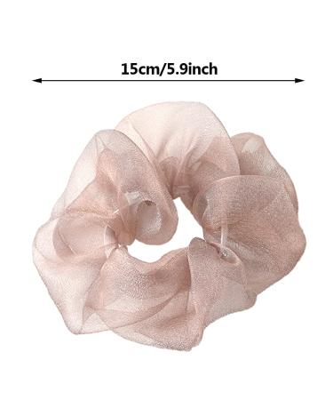 3 Pack Oversized Organza Hair Scrunchies - Fluffy Elastic Hair Ties for Women/Girls - Chiffon Hair Accessories (Light Pink) - Buy Online on GoSupps.com