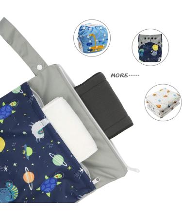 Hi Sprout Grab and Go Wet Dry Cloth Diaper Bag - Waterproof Washable Reusable Organizer (Space Adventure) - Buy Online on GoSupps.com