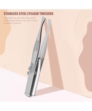 iFutniew Stainless Steel Eyelash Eyebrow Tweezers + LED Light - Buy Online on GoSupps.com