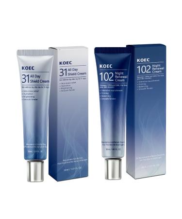 KOEC 31 All Day Shield & 102 Night Renewal Cream Set Day & Night Face Moisturizer for Women Hydration & Firming Cream for Smooth