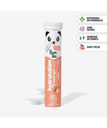 Panda Tea - Hydration & Energy - Peach - 20 Sugar Free Lozenges - Electrolyte Ultra Hydration - Ideal for Sport and Everyday Use - Buy Online on GoSupps.com