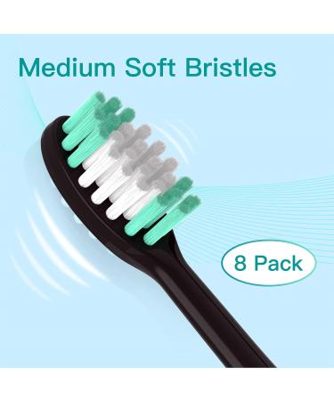 8 Pack Replacement Toothbrush Heads for Aquasonic Black Series and Vibe Series - Compatible with Black Series Pro and Duo Pro (Black) - Buy Online on GoSupps.com