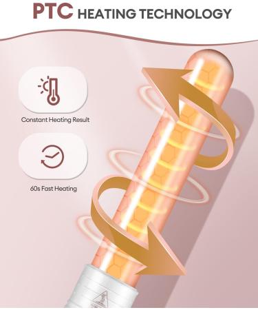 CkeyiN Ceramic Curling Wand - 5 in 1 Hair Curlers, Adjustable Temperature, Professional Hair Styling Tool for Long Hair - Pink & White - Buy Online on GoSupps.com