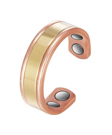 Copper Rings for Women Pure Copper Two-Tone Gold Adjustable Magnetic Ring Copper Jewelry Present (0948)