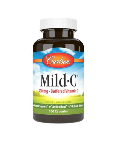 Carlson - Mild-C 500 mg Buffered Vitamin C Immune Support & Optimal Wellness Antioxidant 100 Capsules