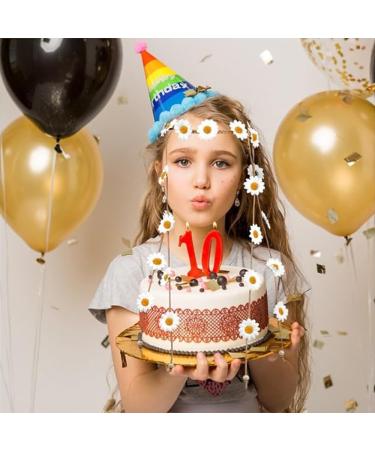 Sunflower Headband Daisy Hair Accessories Flower Crown Sunflowers Hair Beach Boho Hairband Adjustable Tassel Hair Wreath Flowers Hair Bands Women Cosplay Costume (White) - Buy Online on GoSupps.com