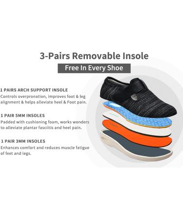 Women's Diabetic Shoes - Adjustable Closure, Extra Wide Air Cushion Sneakers | 9.5 Wide Black - Ideal for Edema, Plantar Fasciitis, Bunions - Buy Online on GoSupps.com