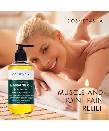 Cosmetasa Sore Muscle Massage Oil 16.9 oz - Soothes Muscle & Joint Pain with Arnica, Peppermint, Chamomile, Lavender Oil - 1.06lb - Buy Online on GoSupps.com