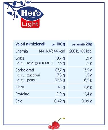  Italian Gourmet E.R. Hero Light Pack of 6 Red Berry Cereal Bars Palm Oil Free Preservative-Free Colouring-Free No Added Sugar 120g - Buy Online on GoSupps.com