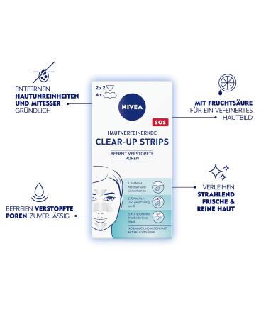 NIVEA Skin-Intolerant Clear-Up Strips - 6 Pieces | Blackhead & Impurity Removal with Fruit Acid | Face Cleaning Strips - Buy Online on GoSupps.com