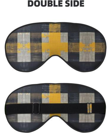 SSIMOO Double-Sided Eye Mask - Yellow Gray Black Plaid Print for Better Sleep Quality | Soft & Light Blocking | International Shipping Available - Buy Online on GoSupps.com