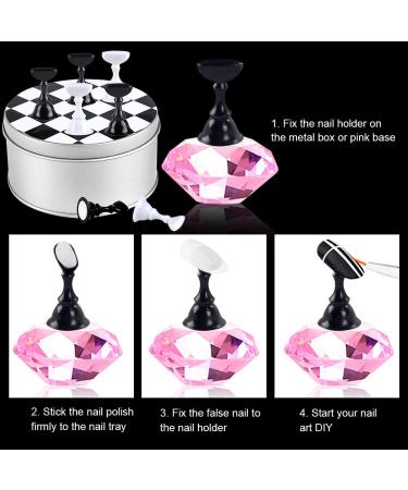 Kalolary Nail Art Holder Stand with 48pcs Clay Magnetic Tips Holders - Pink - Buy Online on GoSupps.com