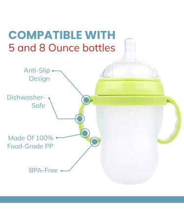 Comotomo Baby Bottle Handle Grip - 3 Pack, Green - Fits 5oz and 8oz Bottles - Buy Online on GoSupps.com
