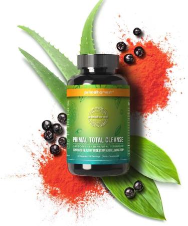 Primal Harvest Full Body Detox Cleanse - 60 Pills for Colon, Liver, Kidney, Gut, Bowel, Intestine & Stomach Cleansing - Buy Online on GoSupps.com