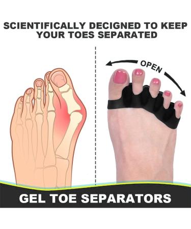 Gel Toe Spacers (2 Pair) - Bunion Corrector for Women Men - Toe Separator, Hammer Toe Straightener, Stretcher - Big Toe Separators (Black) - Buy Online on GoSupps.com