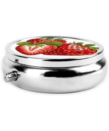 Fresh Strawberry Mini Round Pill Box 3 Compartment Travel Organizer for Medicine Pocket & Home Use - Buy Online on GoSupps.com