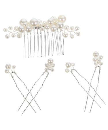 Ipetboom 1 Set Pearl Headpieces for Women Pearl Decor Headpiece for Wedding Decoration Wedding Hair Comb Pearl Hair Clips Hair Jewels for Women Baroque Women's Accessories Metal