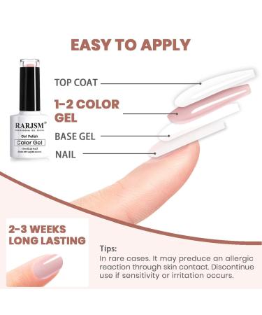 RARJSM Nude Sheer Jelly Pink Gel Nail Polish Set - 6 Transparent Colors for French Manicure - Soak Off UV/LED Gel - 7.5ml - Home & Salon Use - Buy Online on GoSupps.com