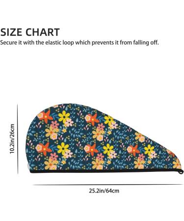 Blue Floral Microfiber Hair Towel - Super Absorbent Coral Velvet Wrap for Long Curly & Thick Hair - Buy Online on GoSupps.com