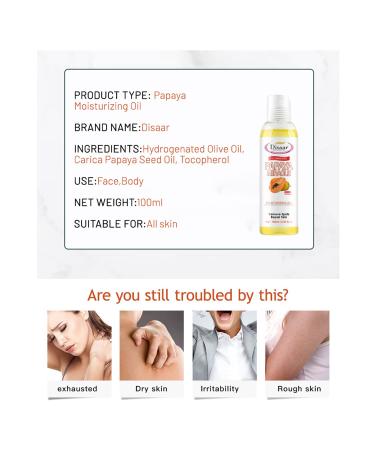 DISAAR Papaya Moisturizing Oil 100ml - Spot Removal and Skin Repair Formula - Buy Online on GoSupps.com