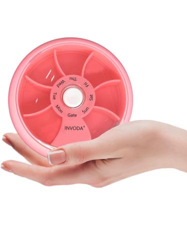 Pink Weekly Pill Organizer with 7 Compartments - Portable Travel Pill Box for Vitamins and Fish Oil Supplements - Buy Online on GoSupps.com