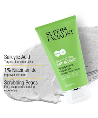 Super Facialist Salicylic Acid Anti Blemish Face Scrub - Acne Treatment & Blackhead Remover - Vegan 150ml - Buy Online on GoSupps.com