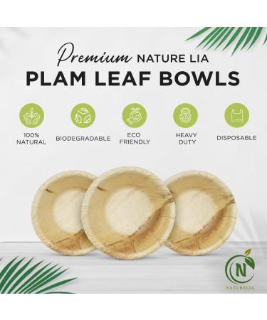 Naturelia 6-Inch Round Palm Leaf Disposable Bowls- Faux Wood Style Dinnerware Soup and Salad Bowl Set Eco-Friendly Biodegradable and Microwave-Safe Palm Leaf Bowls for All Occasions - Buy Online on GoSupps.com