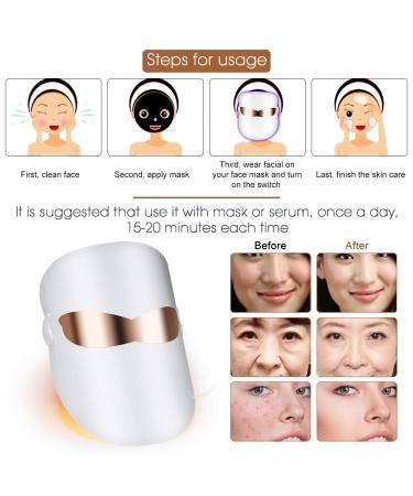 Yofuly LED Face Mask - 3 Color USB Photon Therapy for Acne Anti-Aging & Skin Rejuvenation | Best Skin Treatment for Oily Skin - Buy Online on GoSupps.com