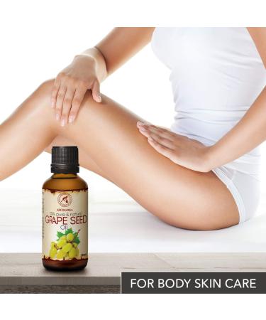 Cold-Pressed Grape Seed Oil 100% Pure - Vitis Vinifera - 50ml Glass Bottle - Intensive Care for Face Body & Hair - Premium Italian Cosmetics - Buy Online on GoSupps.com