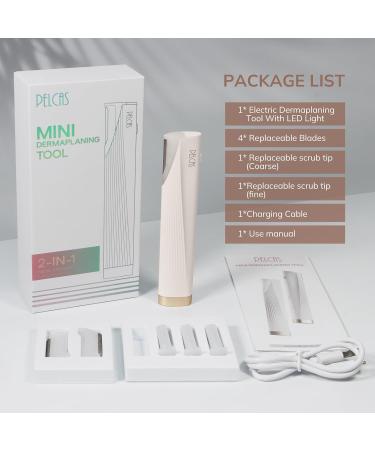 PELCAS Electric Dermaplaning Tool with LED Light - Mini Facial Razor for Painless Hair Removal at Home - 3 Speeds & 6 Blades for Women - Buy Online on GoSupps.com