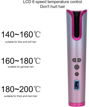 Automatic Hair Curler - USB Rechargeable Cordless Curling Iron Wand with 6 Temp Settings - Perfect for Effortless Hair Styling - Buy Online on GoSupps.com
