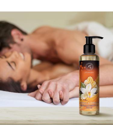 Buy Sensual Massage Oil Vanilla Cream 200ml - Edible & Kissable Body Oil with Almond & Grape Seed Oil for Relaxation - Buy Online on GoSupps.com