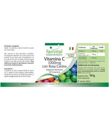 Fairvital | Vitamine C tamponn e 1000mg - hautement dos - V GAN - 120 comprim s - avec du cynorhodon - Buy Online on GoSupps.com