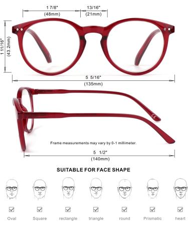 CARA Reading Glasses 4 Pack Round Frame Spring Hinge Computer Reader for Men and Women - Anti-blue + 2.5 Diopters (Set of 4) - Buy Online on GoSupps.com