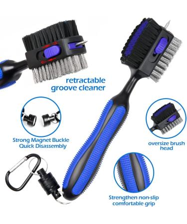 THIODOON 2 Pack Golf Club Brushes & Groove Cleaner - Magnetic Keychain, Oversized Brush Head, Retractable Spike, Non-Slip Handle, Comfortable Grip - Black & Blue (Straight Handle) - Buy Online on GoSupps.com