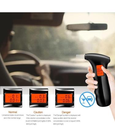 Professional Portable Alcohol Tester Breathalyzer | Digital LCD, Auto Power Off, Sound Alarm | 5 Mouthpieces | for Drivers & Home Use - Black - Buy Online on GoSupps.com
