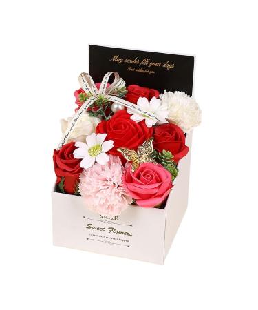 Flower Soap Gift Box - Perfect for Birthdays Valentine's Day & Special Occasions | Red 12cm x 12cm x 18cm - Buy Online on GoSupps.com