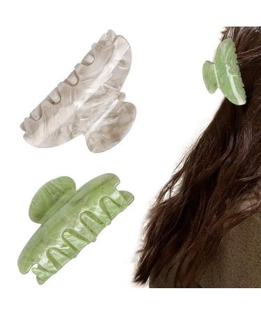 2 Pcs Green Acrylic Hair Claw Clips - Medium 3.2 Inch Hair Clamps for Women Girls - Christmas Gift Hair Accessories - Buy Online on GoSupps.com