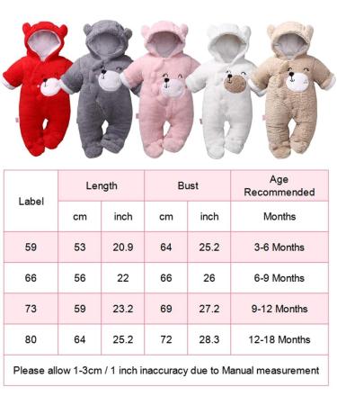 JiAmy Baby Hooded Romper Winter Jumpsuit Flannel Outfit Pink 6-9 Months - Buy Online on GoSupps.com