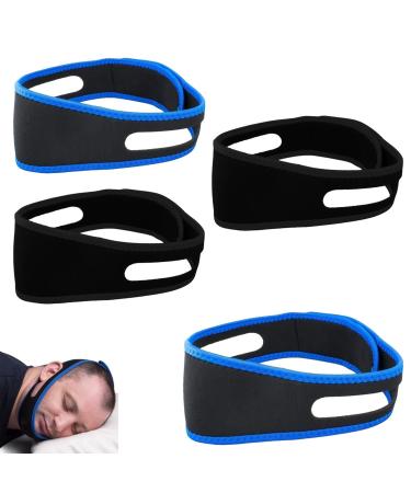 4 Pcs Anti Snoring Devices Snoring Aids for Men Chin Strap Mouth Breathing Snoring Chin Strap Anti Snoring Anti Snore Devices Anti Snoring Chin Strap Sleep Apnea Devices for Men Women(Black Blue)