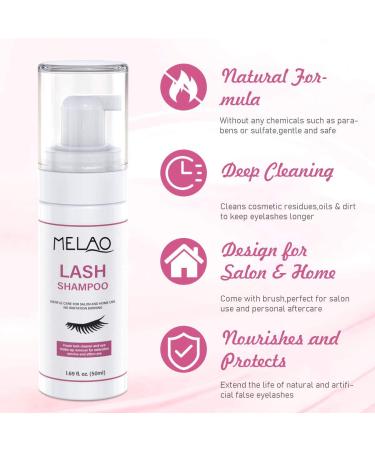 Professional Eyelash Extension Cleanser - Oil & Paraben Free Lash Foam Shampoo, 1.69fl.oz - Buy Online on GoSupps.com