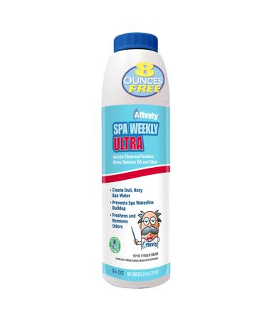 Affinity Spa Weekly Ultra | 2-in-1 Natural Chitosan Clarifier & Biodegradable Enzyme | Powerful Combo Treats Scale Prevents Scum & Destroys Organic Matter | Eliminates Smelly Odors | 24 oz.