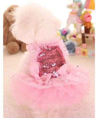 MaruPet Fashion Sweet Puppy Dog Blingbling Princess Skirt Pet Dog Lace Cake Camisole Tutu Dress Pink XXS XXS( Back:5.5" Chest:9.0") A-Pink - Buy Online on GoSupps.com