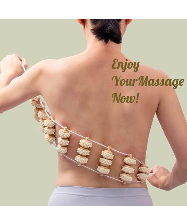 Wumimi Handmade Wood Back Massage Roller Tool - Anti Cellulite Lymphatic Drainage & Wood Therapy for Body Pain Relief - Trigger Point Wooden Roller Massage Rope - Buy Online on GoSupps.com