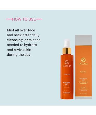 Hylunia Rose Water Mist 5.1 fl oz - Natural Vegan Skin Repair with Calendula & Pomegranate - Shop Internationally - Buy Online on GoSupps.com
