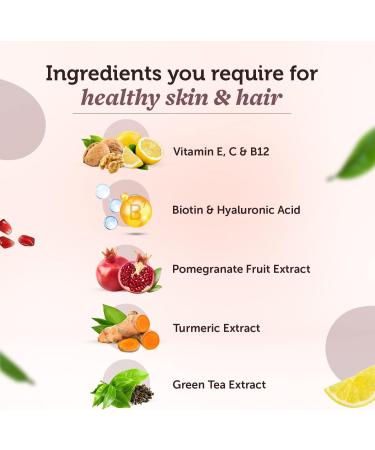 Generic Hair Skin Vitamins Supplement with Hyaluronic Acid Biotin Keratin Booster for Hair Growth Turmeric Primrose Oil & Collagen Supporter- 60 Capsules for Men and Women - Buy Online on GoSupps.com